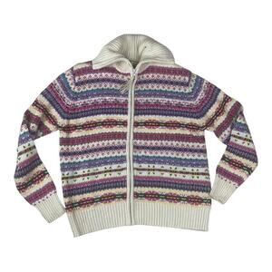 Heirloom collectibles size large fair isle multicolor full zip sweater nordic